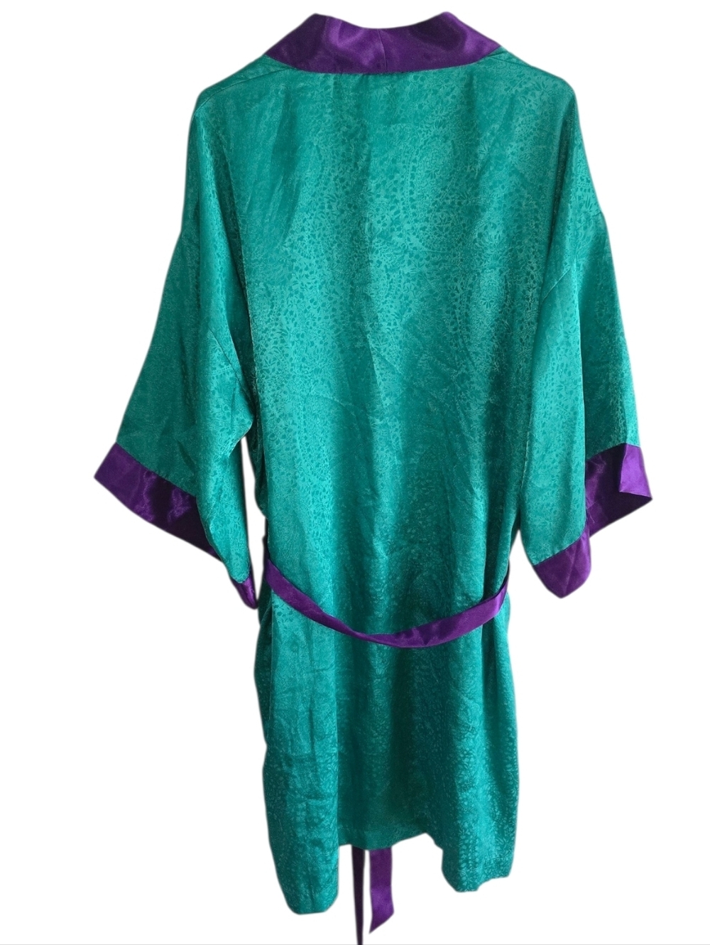 Victoria's Secret Vintage Green and Purple Paisley Kimono Robe One Size 26" PTP - Picture 3 of 5